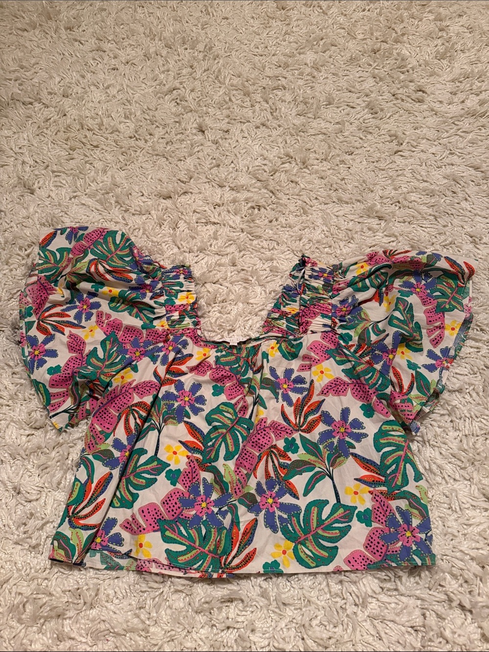 Karlie White Floral Off-Shoulder Top with Multicolor Print